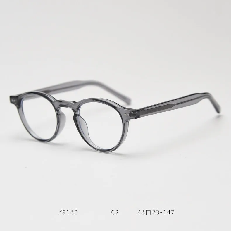 Retro plate full rim myopia glasses with anti-blue light AC lens in metal frame leopard ring colour 9352-C7