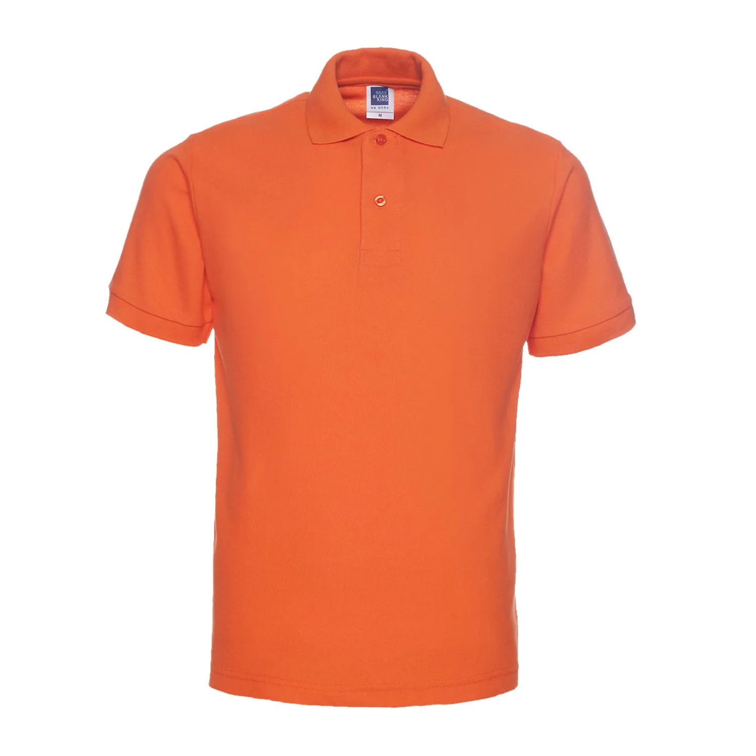 Solid colour lapel short sleeve polo shirt in cotton blend fabric available in multiple colours and plus sizes