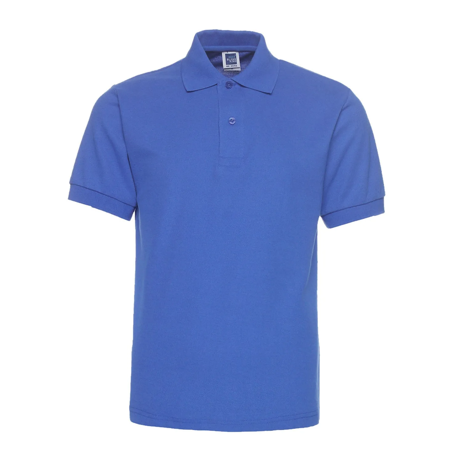 Solid colour lapel short sleeve polo shirt in cotton blend fabric available in multiple colours and plus sizes