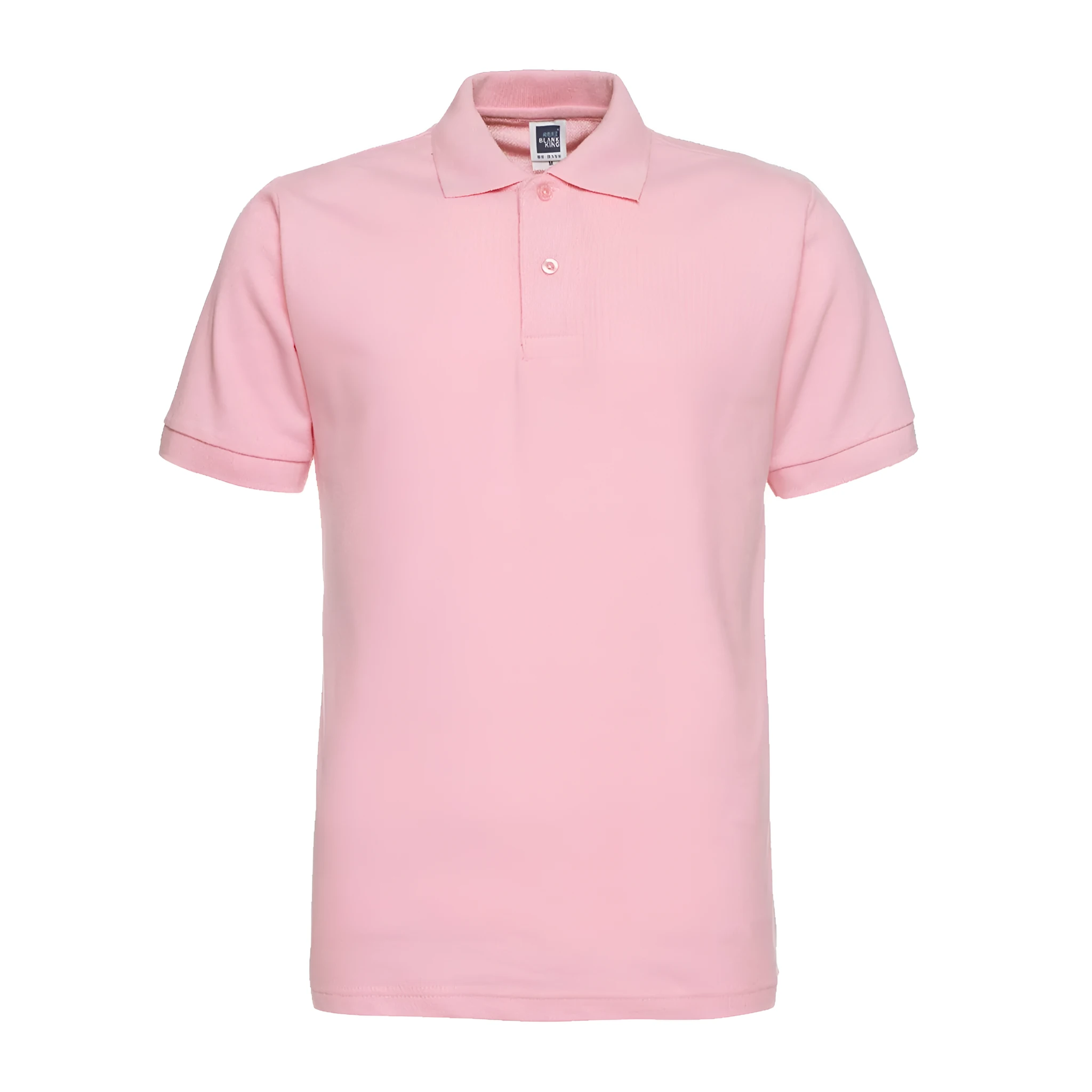 Solid colour lapel short sleeve polo shirt in cotton blend fabric available in multiple colours and plus sizes