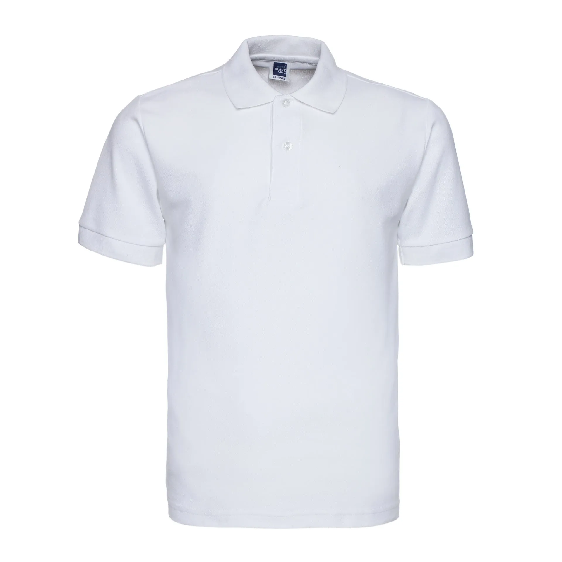 Solid colour lapel short sleeve polo shirt in cotton blend fabric available in multiple colours and plus sizes