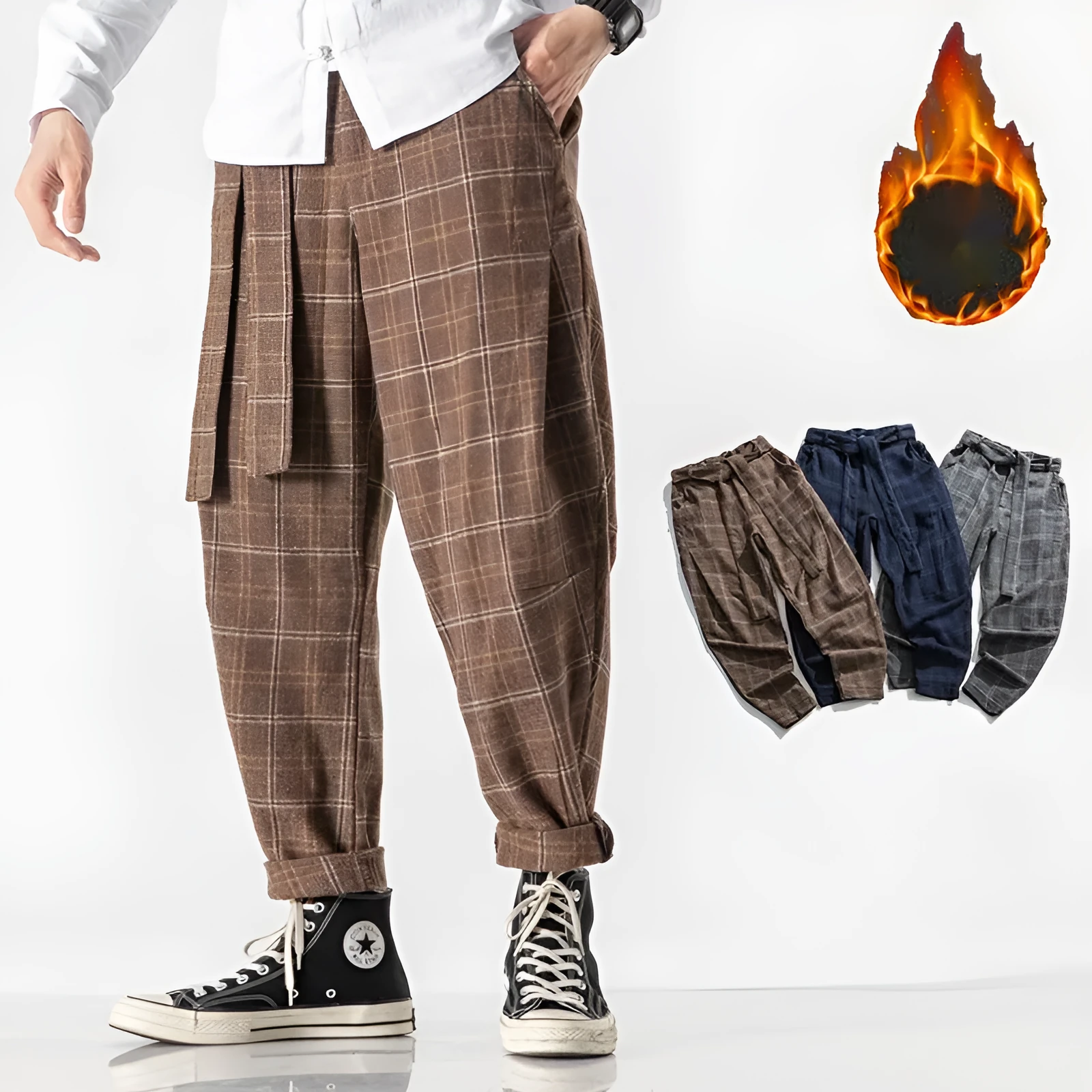 Cotton blended harem breeches in grey with small straight leg opening, non-iron finish, casual men's trousers