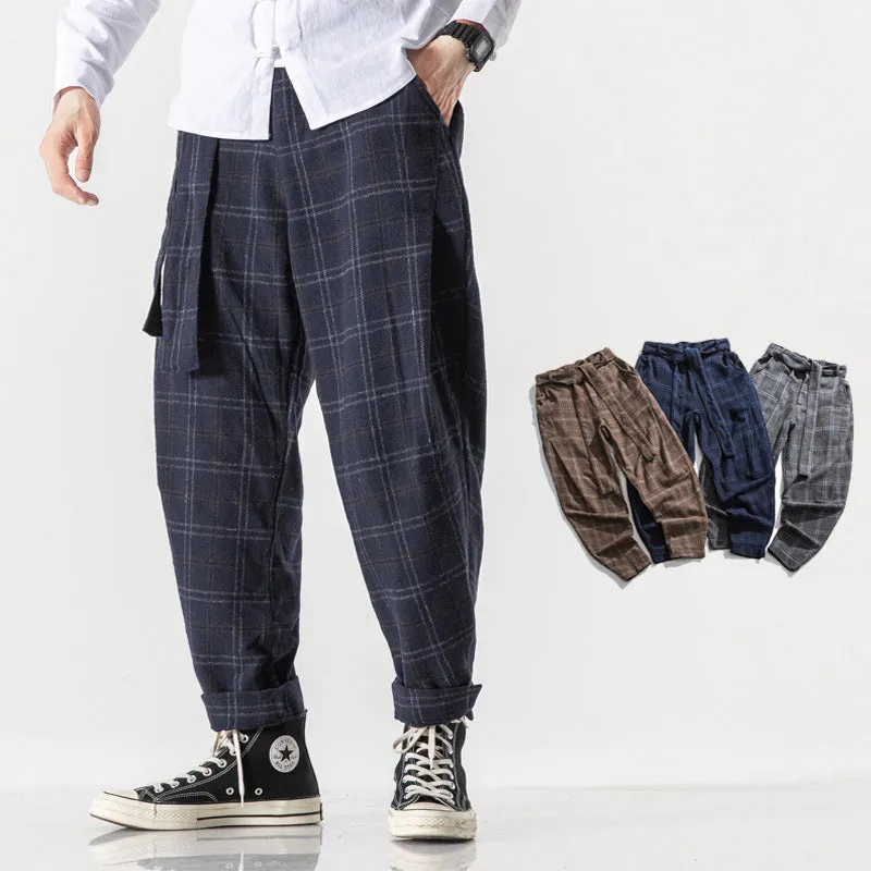 Cotton blended harem breeches in grey with small straight leg opening, non-iron finish, casual men's trousers