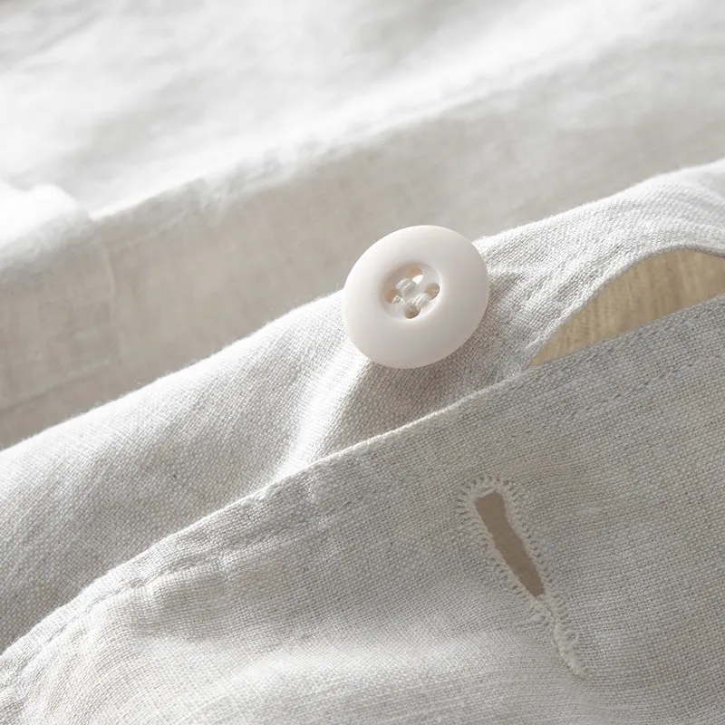 Men's linen casual jacket in solid colour with long sleeves and loose fit