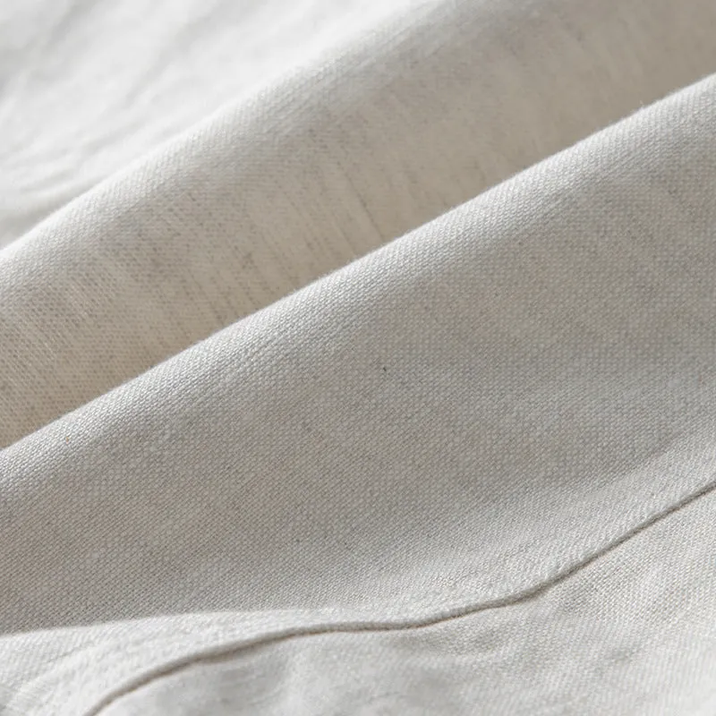 Men's linen casual jacket in solid colour with long sleeves and loose fit