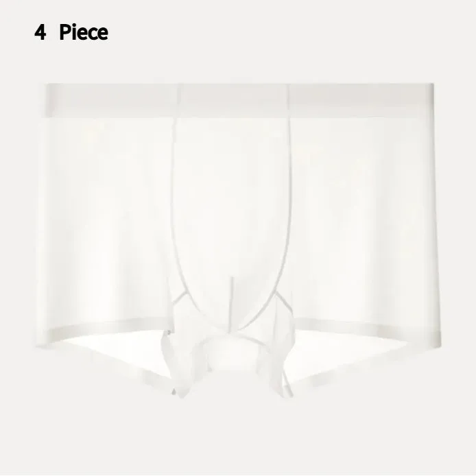 Ultra-thin Ice Silk seamless boxer briefs in white, shown flat.