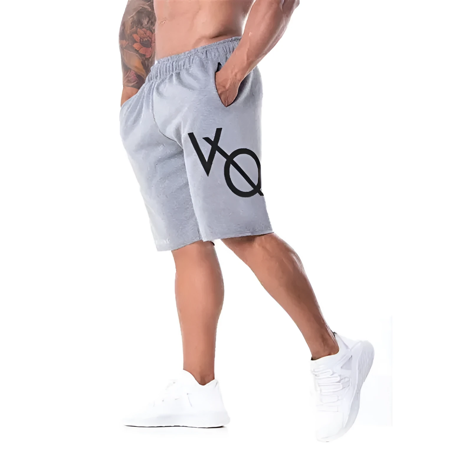 Men's Sports Fitness Running Five-point Pants Casual Cotton Blend Shorts for Adult Male in Black Light Grey with Adjustable Waist and Loose Fit for Spring Summer Autumn Winter Suitable for Running and Sports Leisure Activities M to XXL Sizes Available