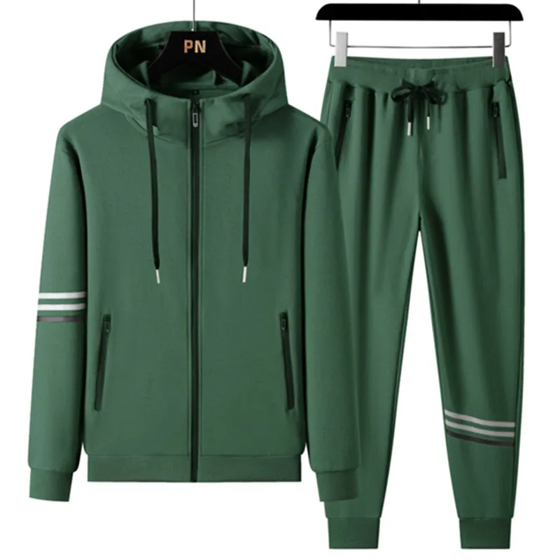 Men's pure cotton hooded sweater and trousers two-piece sports set in autumn colours