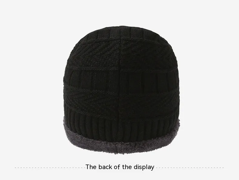 Men's winter knitted scarf, hat, and gloves three-piece set in fleece-lined polyester fibre, available in multiple colours