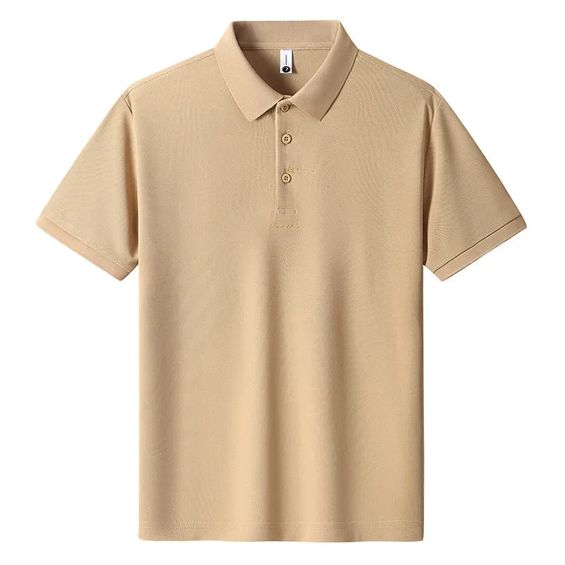 Men's loose-fit casual cotton T-shirt with a letter pattern, shown in multiple colour options.