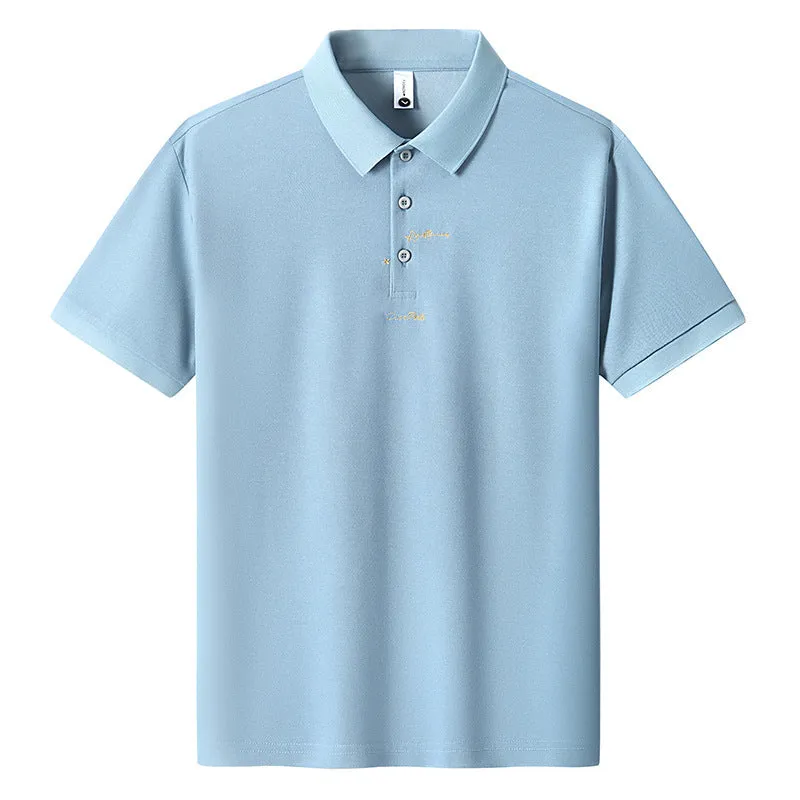Men's loose-fit casual cotton T-shirt with a letter pattern, shown in multiple colour options.