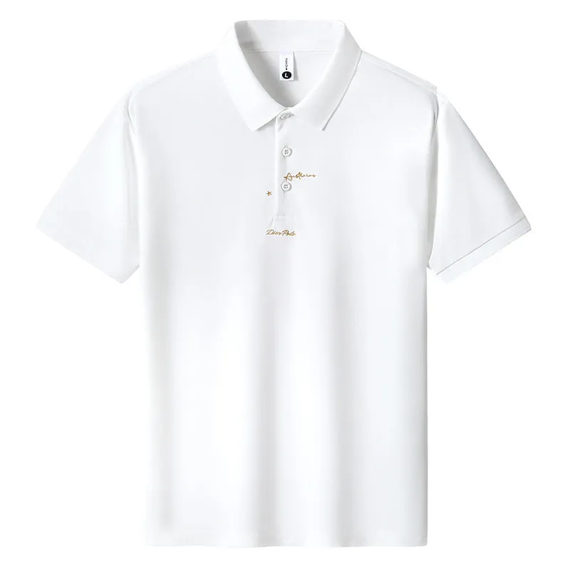 Men's loose-fit casual cotton T-shirt with a letter pattern, shown in multiple colour options.