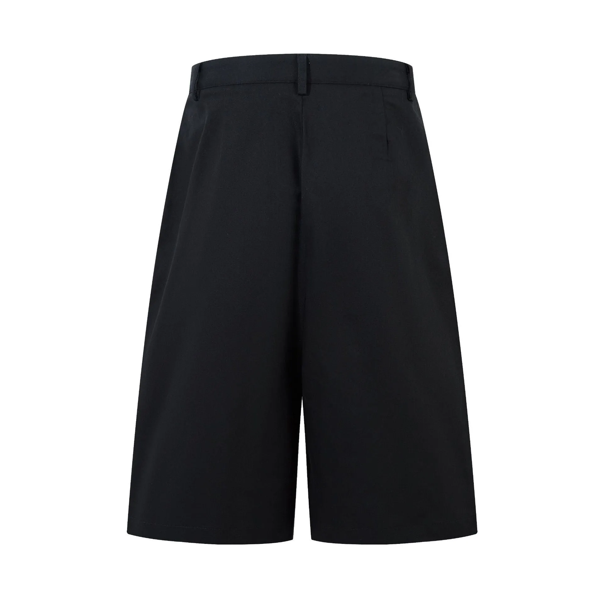 Retro wide leg straight denim middle pants in black and green colour options showing loose fit and fifth pants length
