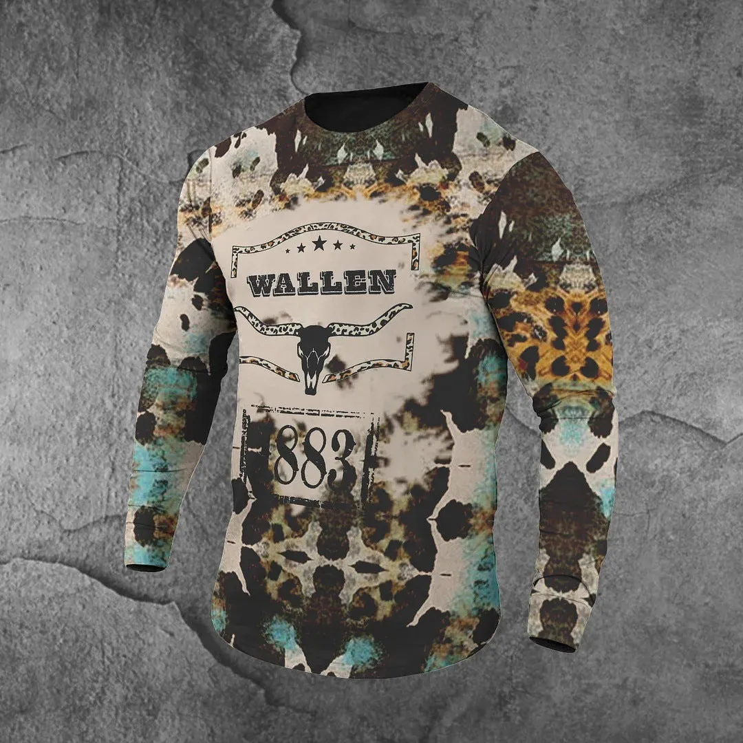 Men's slim fit long sleeve t-shirt with cartoon print, round neck, polyester fabric, size S to 6XL