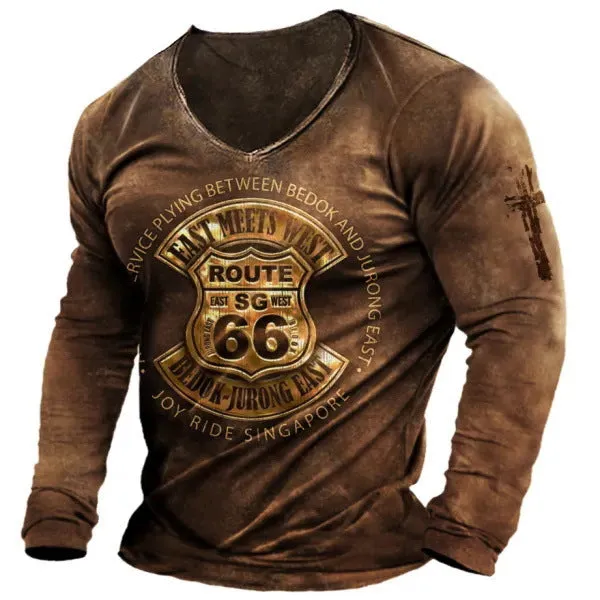 Men's slim fit long sleeve t-shirt with cartoon print, round neck, polyester fabric, size S to 6XL