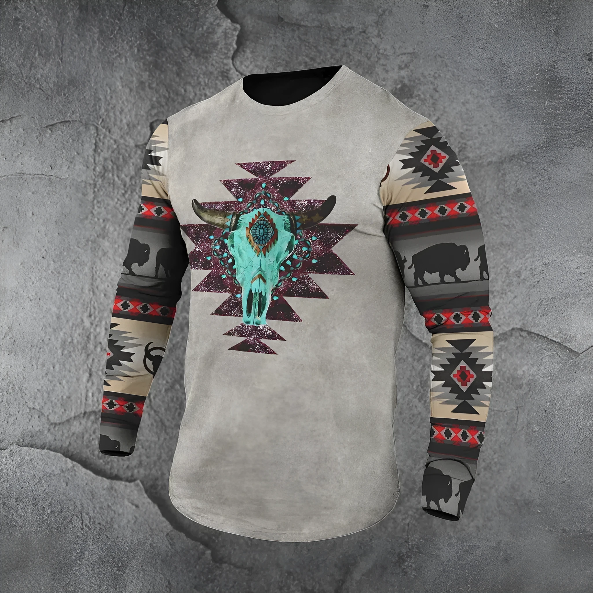 Men's slim fit long sleeve t-shirt with cartoon print, round neck, polyester fabric, size S to 6XL
