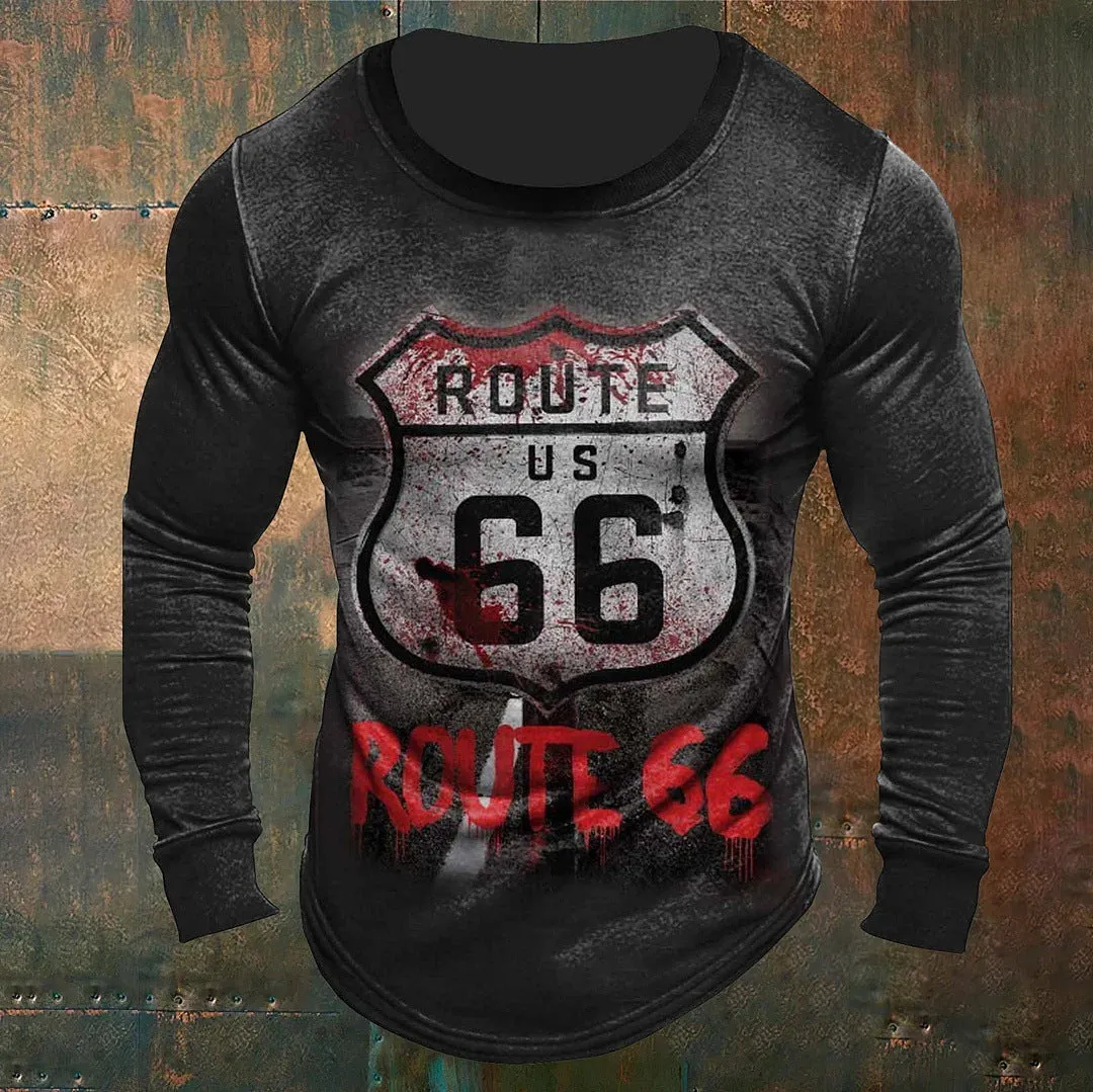 Men's slim fit long sleeve t-shirt with cartoon print, round neck, polyester fabric, size S to 6XL