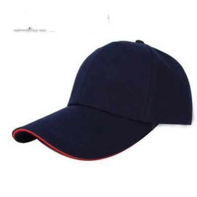 Classic cotton dad hat low profile adjustable plain baseball cap with big brim in black red edge colour