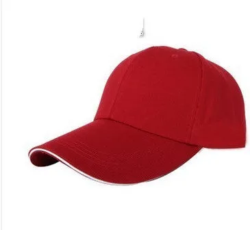 Classic cotton dad hat low profile adjustable plain baseball cap with big brim in black red edge colour
