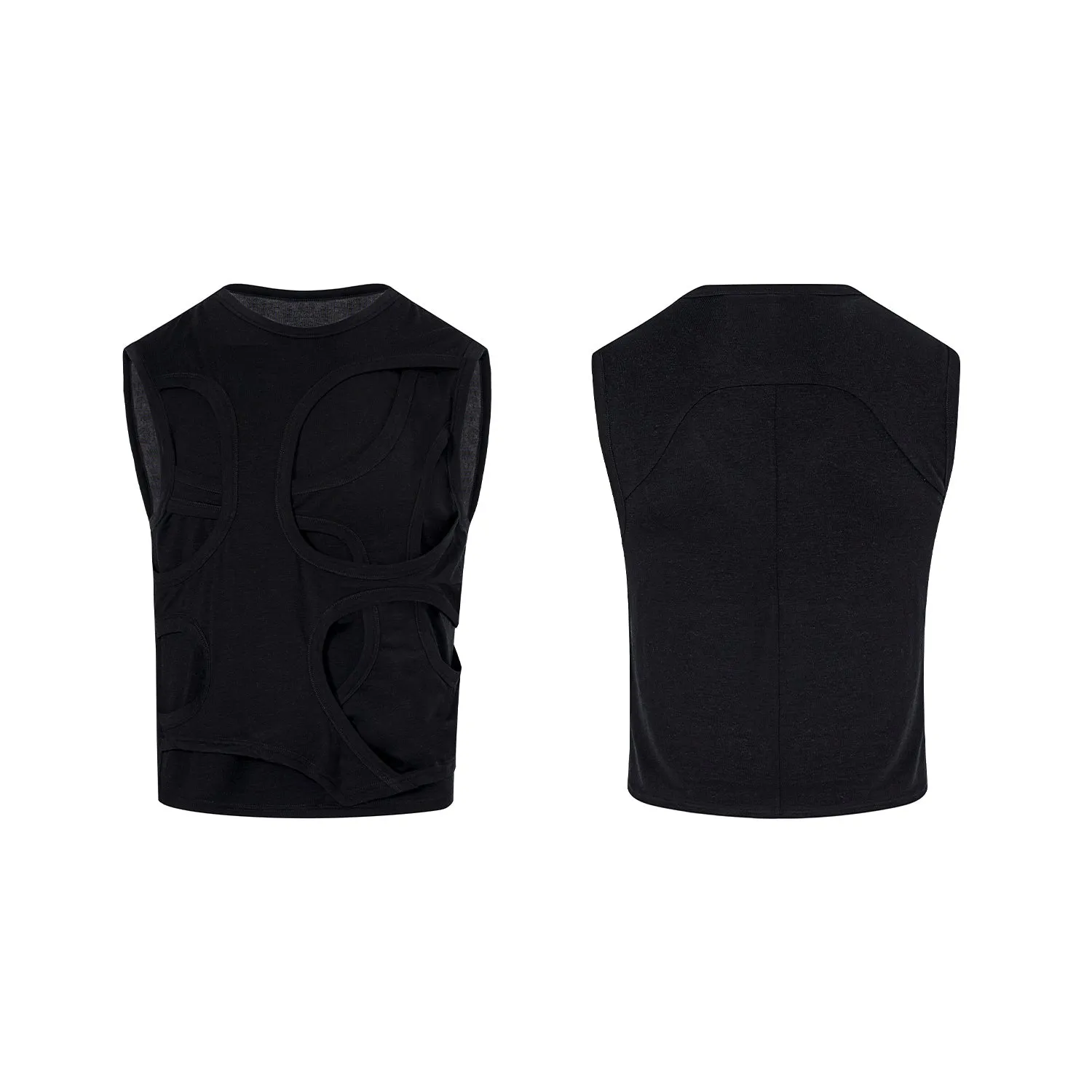 Men's grey lyocell summer vest with round neck collar