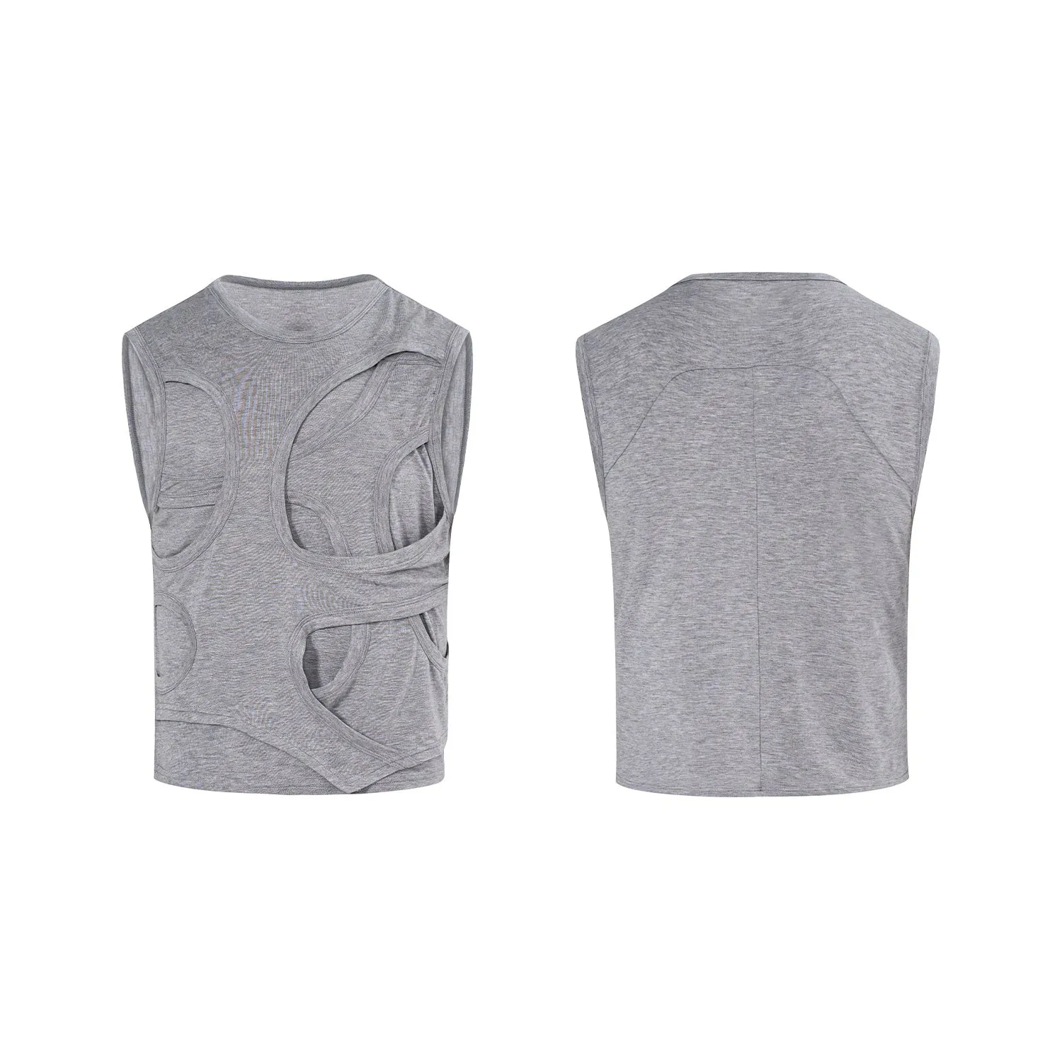 Men's grey lyocell summer vest with round neck collar