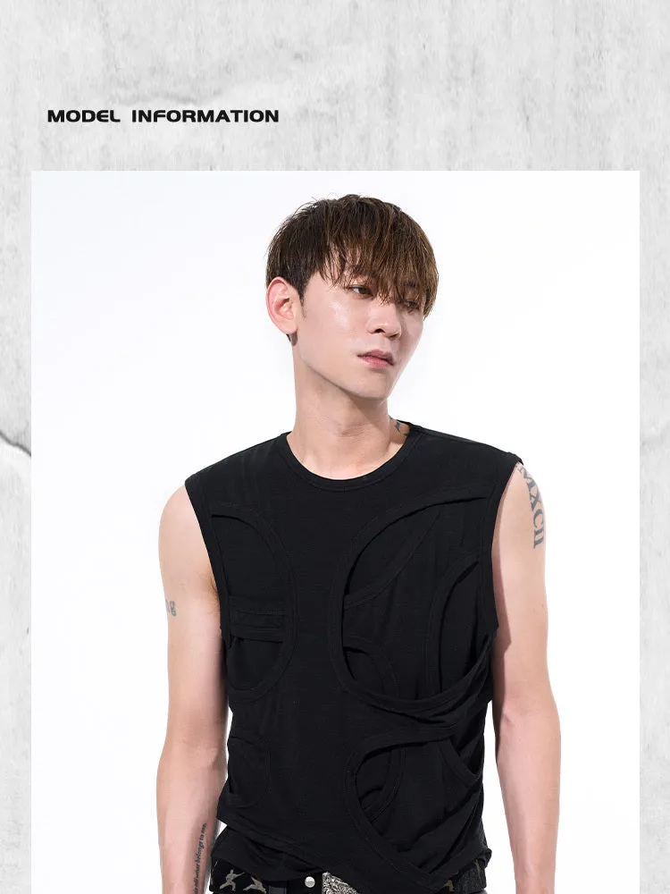 Men's grey lyocell summer vest with round neck collar