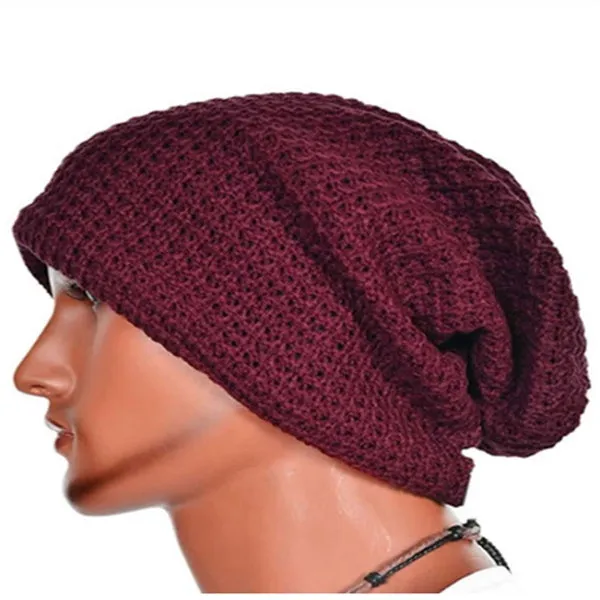 Warp-knitted wool cap with striped pattern in black, 32cm length