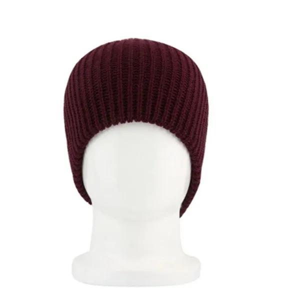 Warp-knitted wool cap with striped pattern in black, 32cm length
