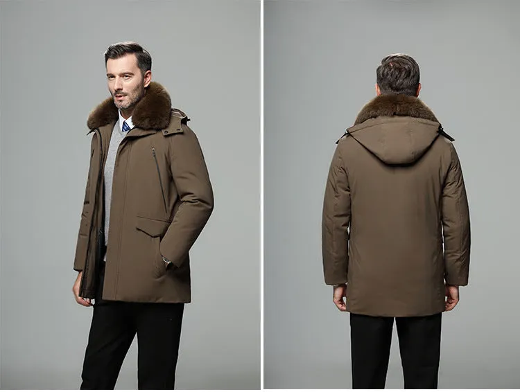 Winter jacket for dad in cotton, black colour, front view, sizes M to 4XL