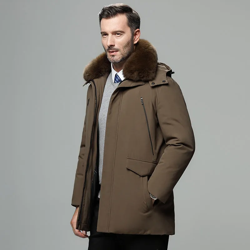 Winter jacket for dad in cotton, black colour, front view, sizes M to 4XL