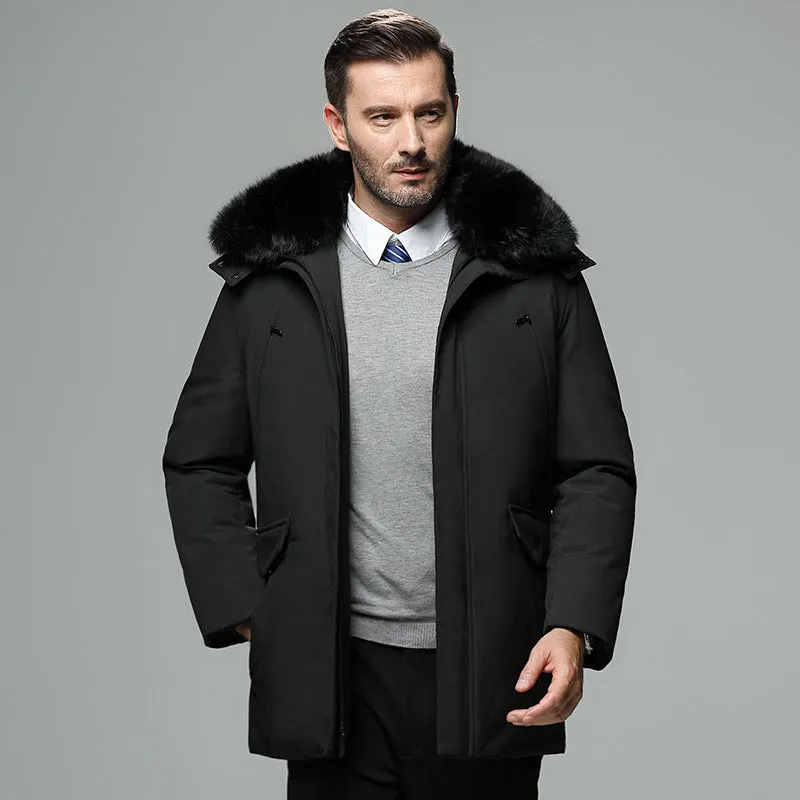 Winter jacket for dad in cotton, black colour, front view, sizes M to 4XL