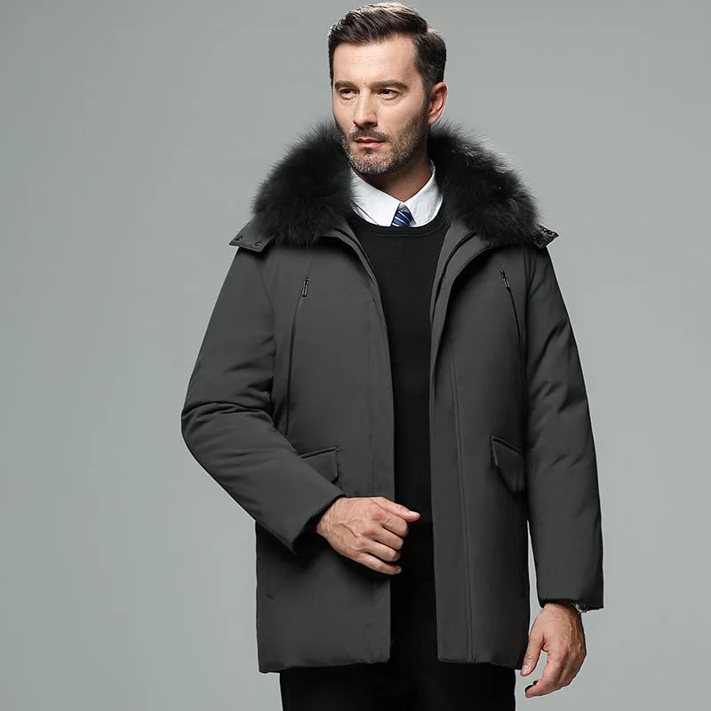 Winter jacket for dad in cotton, black colour, front view, sizes M to 4XL