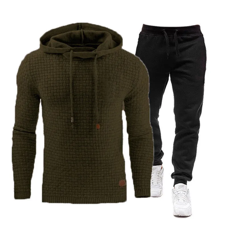 Korean fashion autumn winter casual coat and trousers set in army green, long sleeves, chemical fibre blend