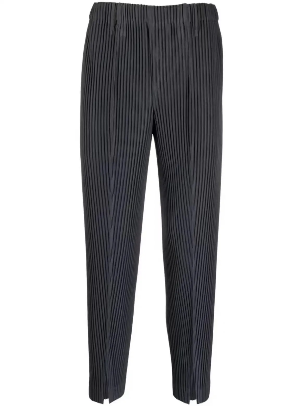 Men's casual baggy straight trousers in gray, polyester, mid waist, size M to XXL