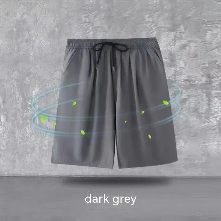 Men's summer loose fit polyester sports shorts in Black Ice Silk colour