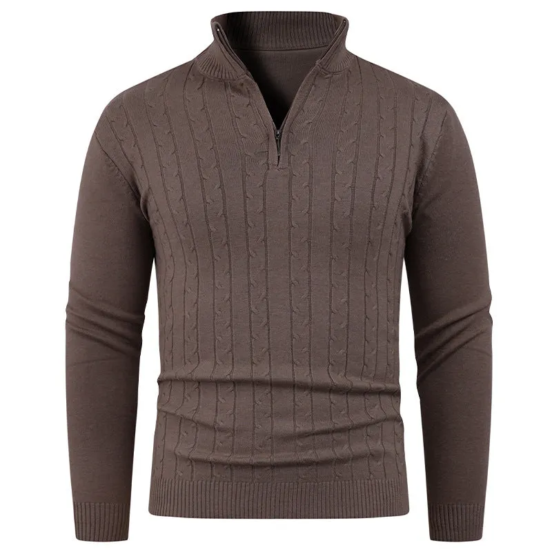 Men's casual pullover sweater in gray, long sleeve spandex blend, size M to 3XL, available in black brown gray khaki.