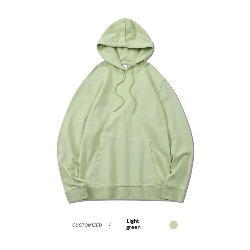 Men's loose fit cotton hooded pullover sweatshirt in beige with front 3D patch pocket, solid colour long sleeve top for daily wear