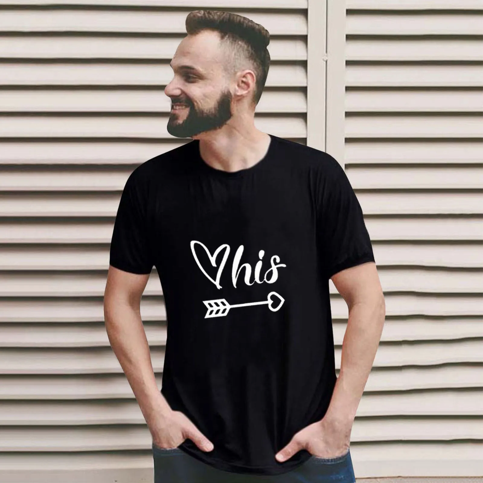 Valentine's Day couple short sleeve t-shirt in cotton polyester blend, available in black red white, sizes S to XXXL