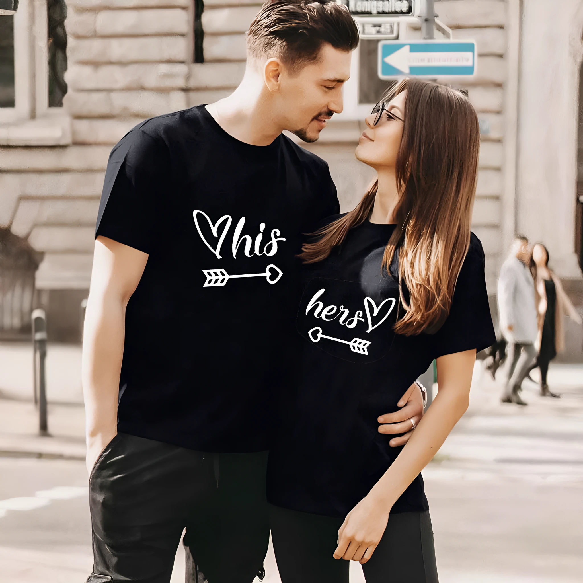 Valentine's Day couple short sleeve t-shirt in cotton polyester blend, available in black red white, sizes S to XXXL