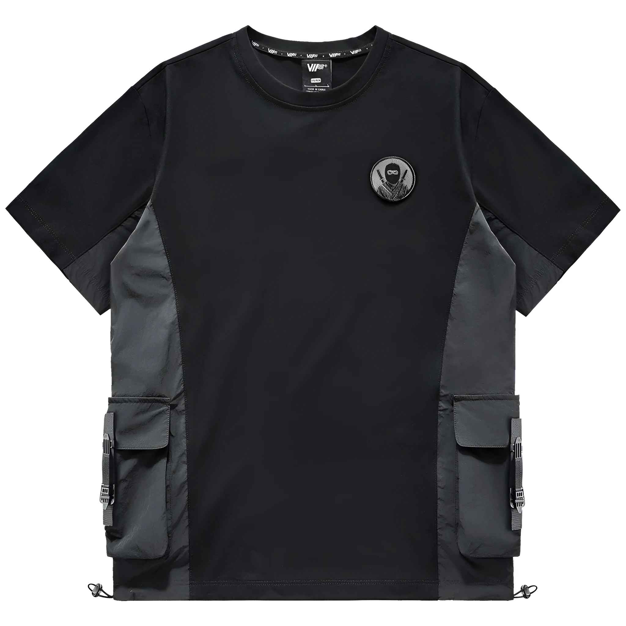 Men's cotton solid colour black short sleeve t-shirt on model, summer casual top