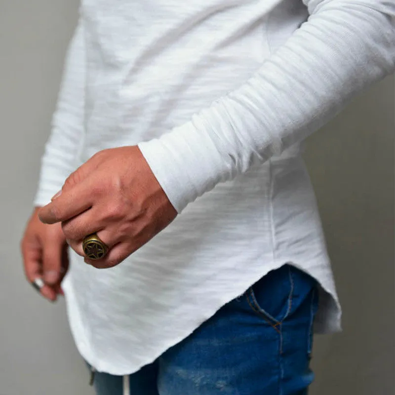 Slim fit round neck solid colour long sleeve t-shirt for women in white, front view