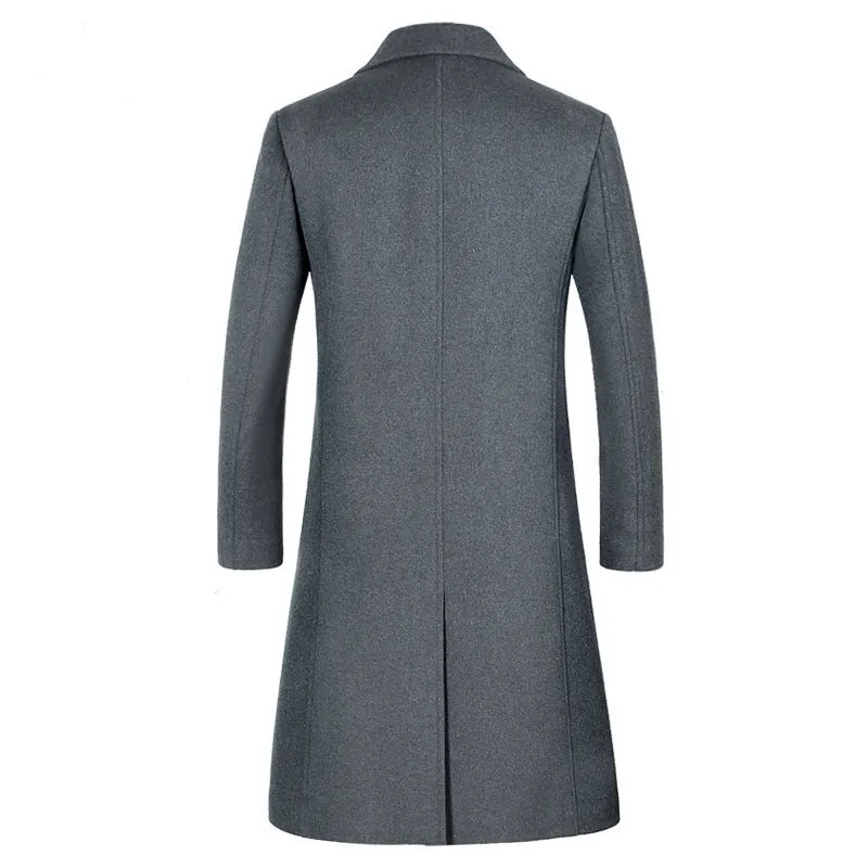 Men's woolen jacket in black, winter coat with woolen cloth fabric
