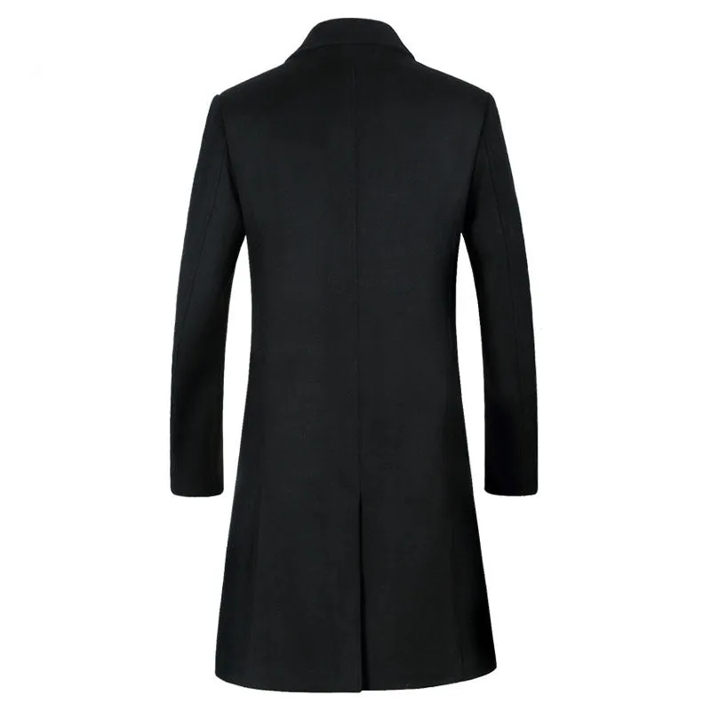 Men's woolen jacket in black, winter coat with woolen cloth fabric