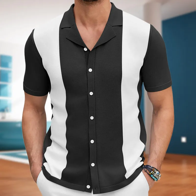 Men's business casual Tencel polo shirt in green with short sleeves, leisure wear style