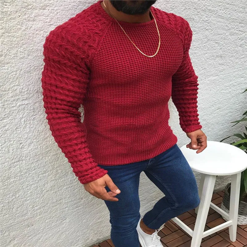 Men pullover sweater in acrylic blend, high temperature set, available in red, black, grey, white, sizes S to 3XL