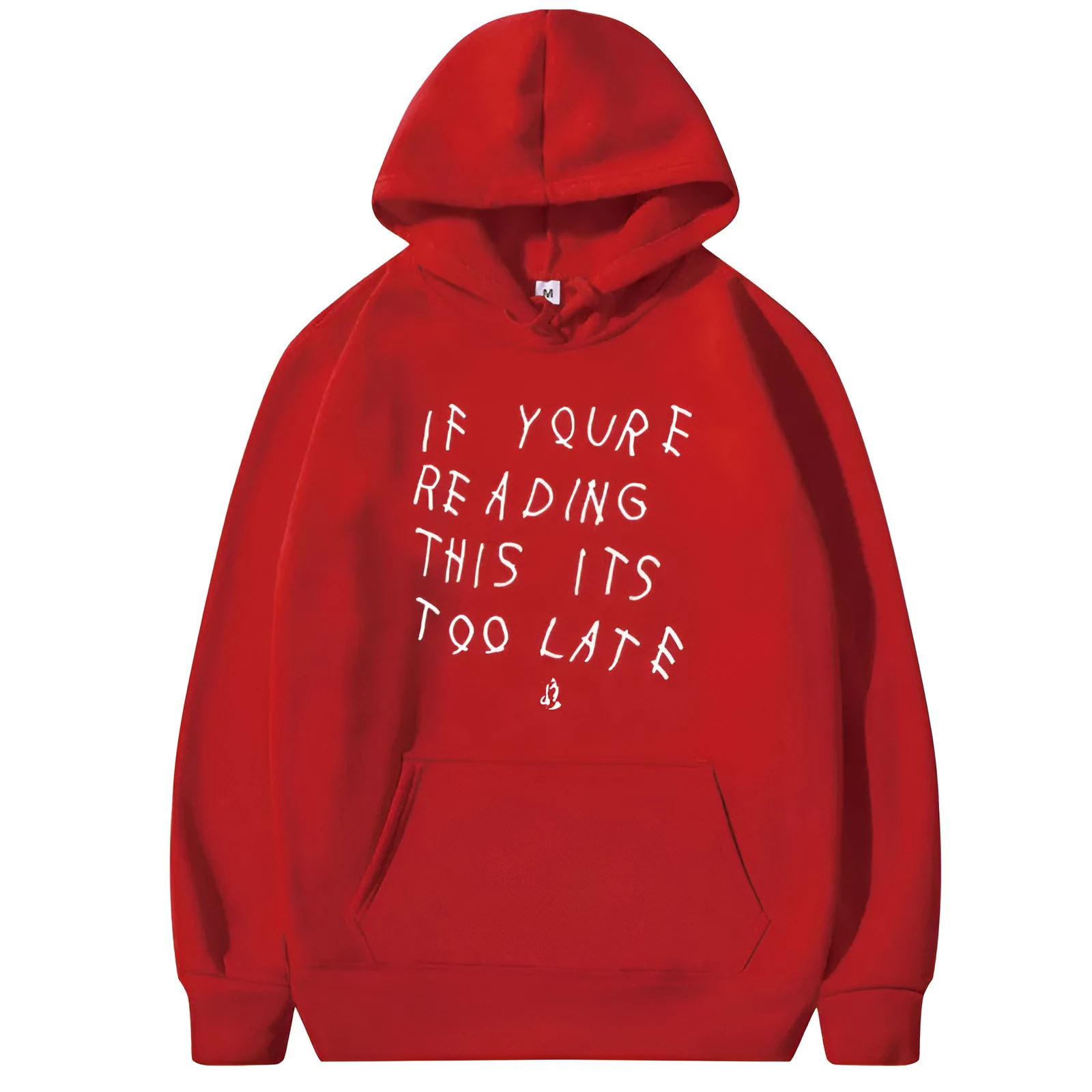 Letter print hoodie for men and women, pullover style, hooded, long sleeves, loose fit in polyester fibre