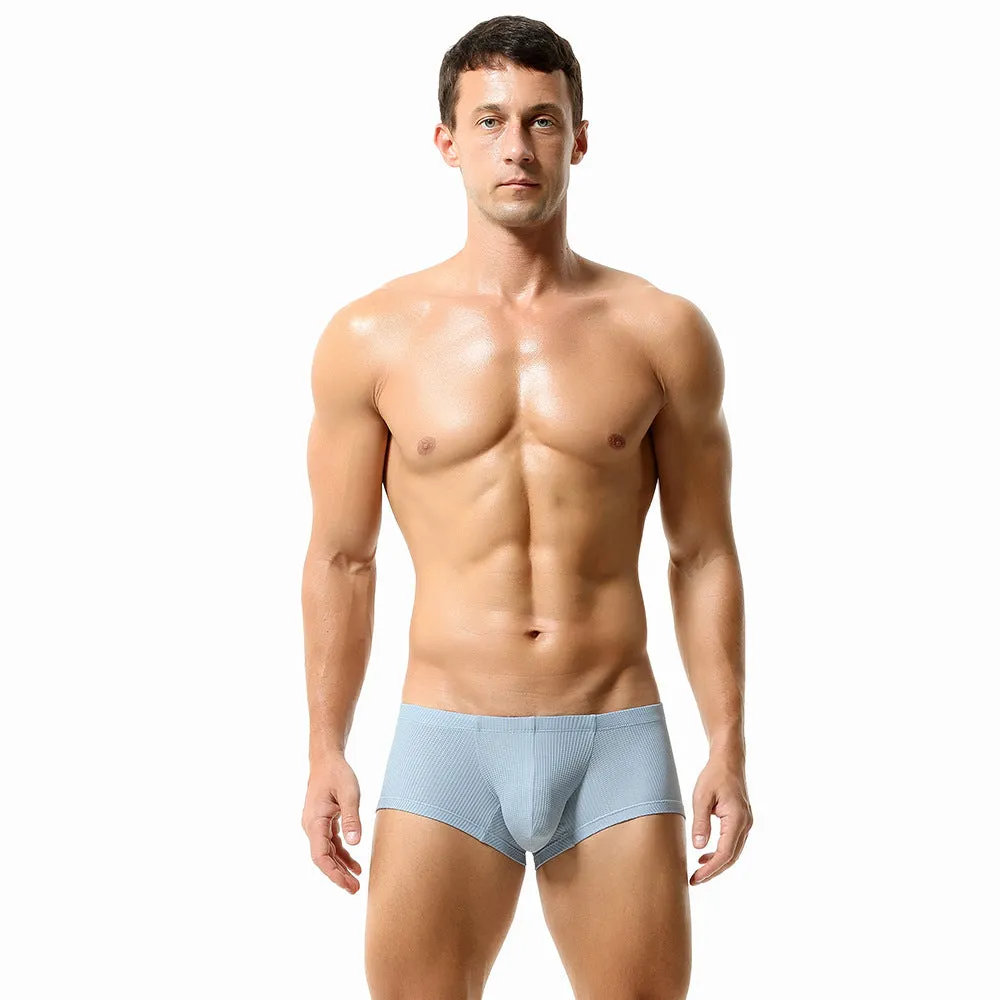 Personality Men's Boxers in breathable nylon fabric showing mid-low waist design in beige colour