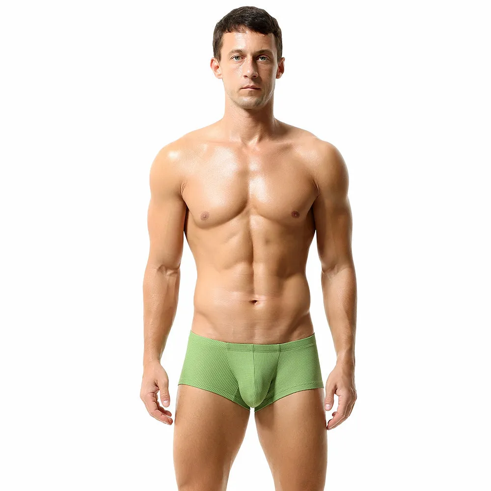 Personality Men's Boxers in breathable nylon fabric showing mid-low waist design in beige colour