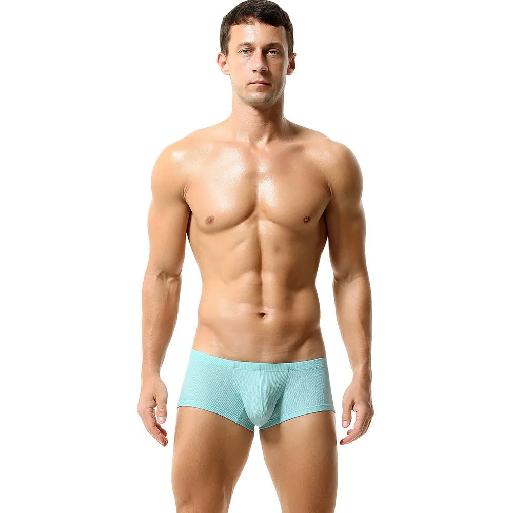 Personality Men's Boxers in breathable nylon fabric showing mid-low waist design in beige colour