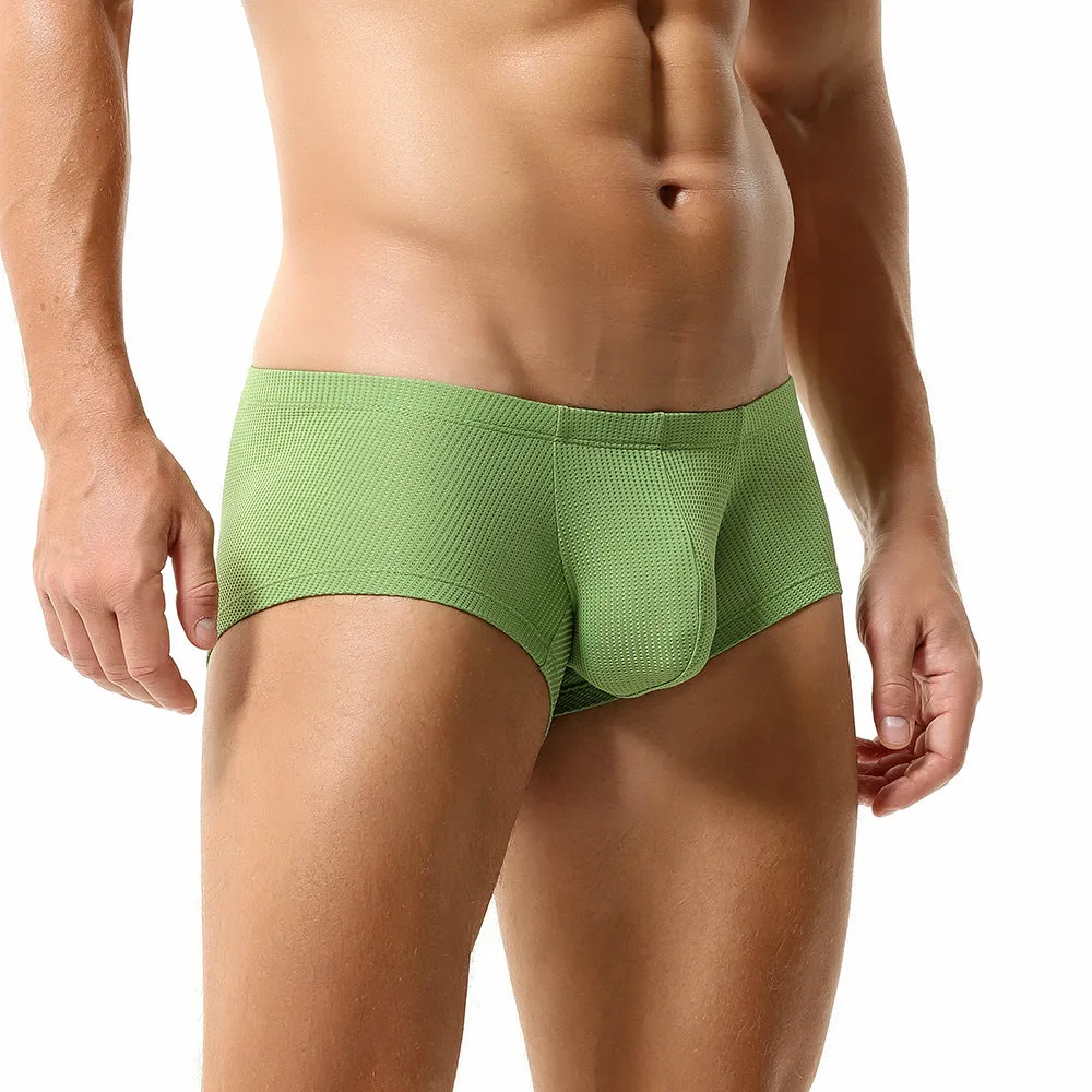 Personality Men's Boxers in breathable nylon fabric showing mid-low waist design in beige colour